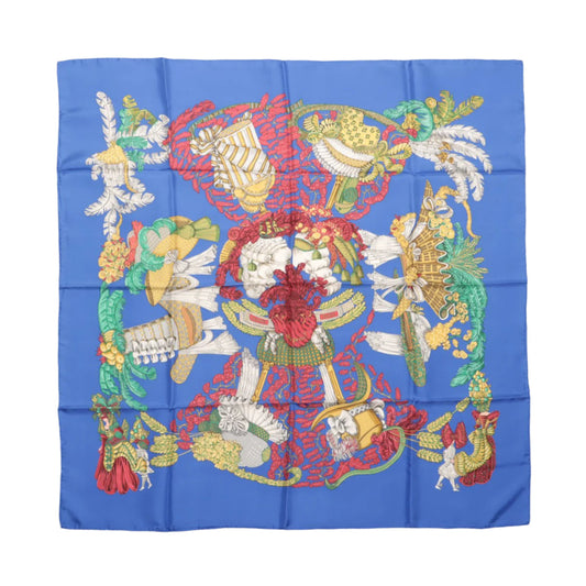 Hermès Carré 90 „Chapeau“ Schal aus 100 % Seide in Blau