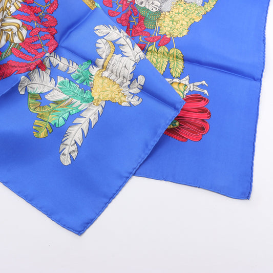 Hermès Carré 90 „Chapeau“ Schal aus 100 % Seide in Blau