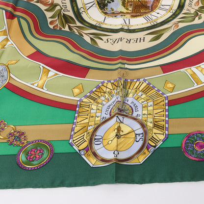 Hermès Carré 90 "La Ronde Des Heures" 100% Silk Scarf in Green
