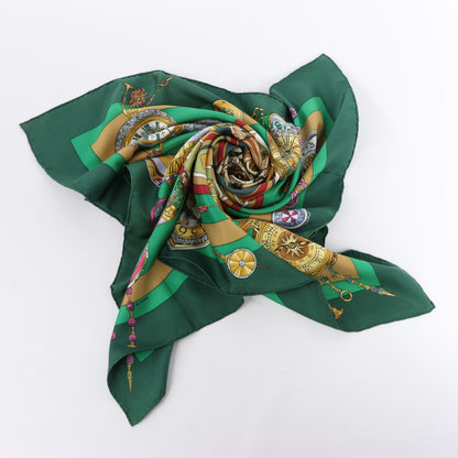 Hermès Carré 90 "La Ronde Des Heures" 100% Silk Scarf in Green