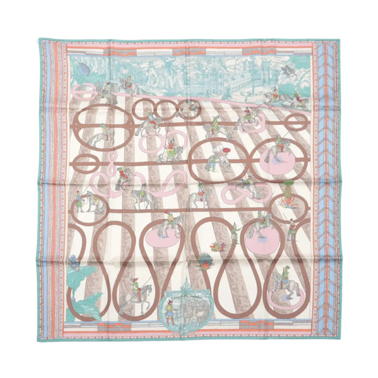 Hermès Carré Double Face 90 „Passard D Serpentin“ Schal aus 100 % Seide in Braun x Grün