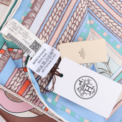 Hermès Carré Double Face 90 „Passard D Serpentin“ Schal aus 100 % Seide in Braun x Grün