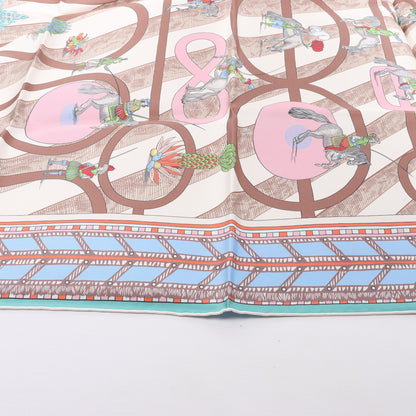 Hermès Carré Double Face 90 „Passard D Serpentin“ Schal aus 100 % Seide in Braun x Grün