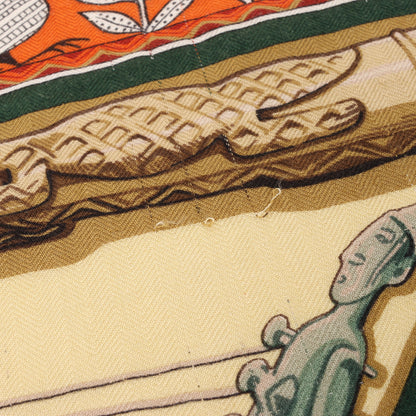 Hermès Carré Geant "Au Son du Tam" Cashmere and Silk Scarf in Orange