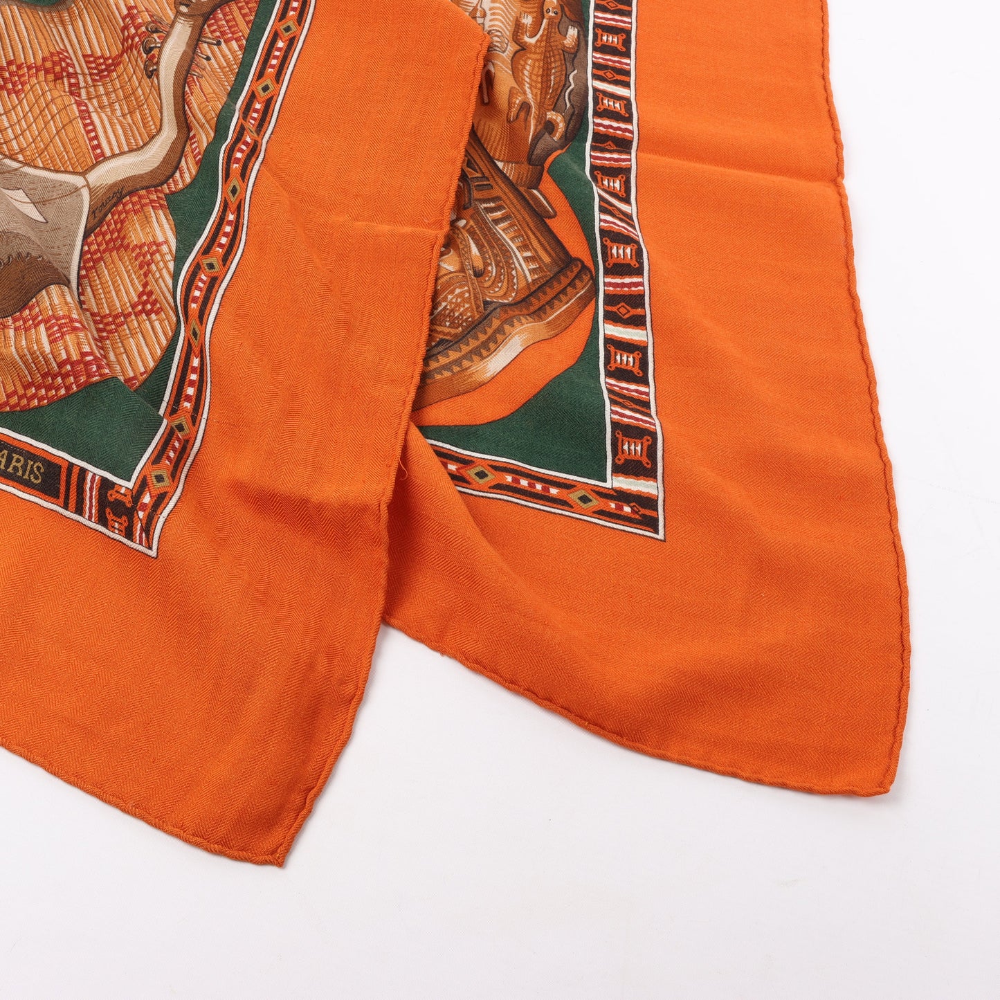Hermès Carré Geant "Au Son du Tam" Cashmere and Silk Scarf in Orange