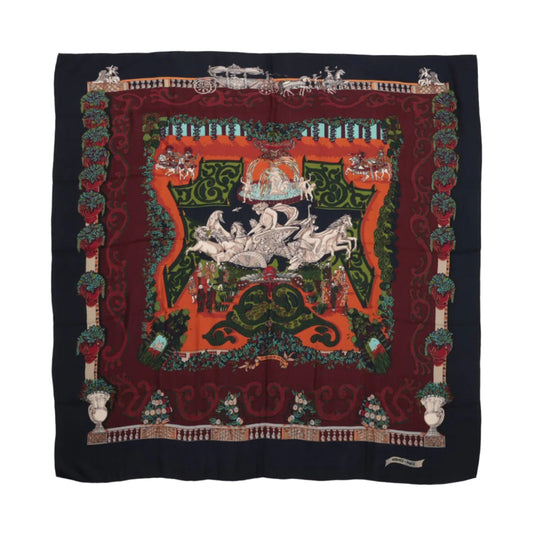 Hermès Carré Geant "LE PARADIS DU ROY" Cashmere & Silk Scarf in Navy
