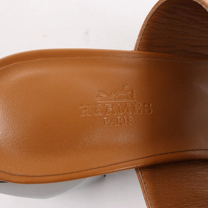 HERMES Cornelia Leather Sandals in Brown, Size 39 EU