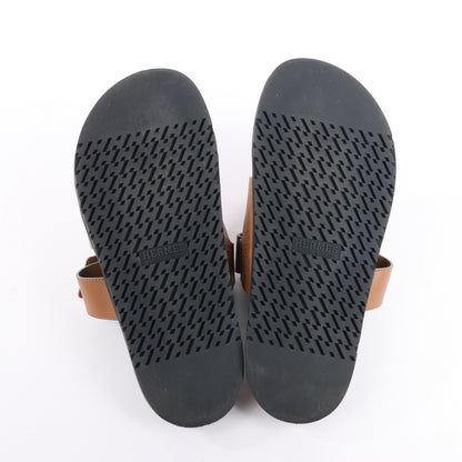 HERMES Cypre Ledersandalen mit braunem Klettverschluss, Größe 42 EU