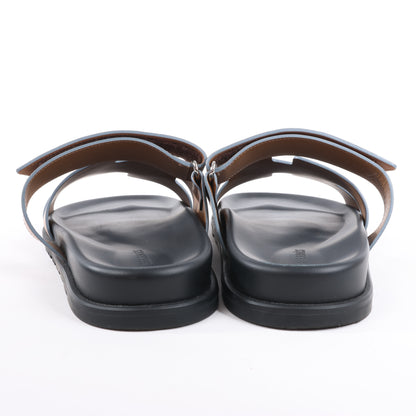 HERMES Cypre Ledersandalen mit braunem Klettverschluss, Größe 42 EU