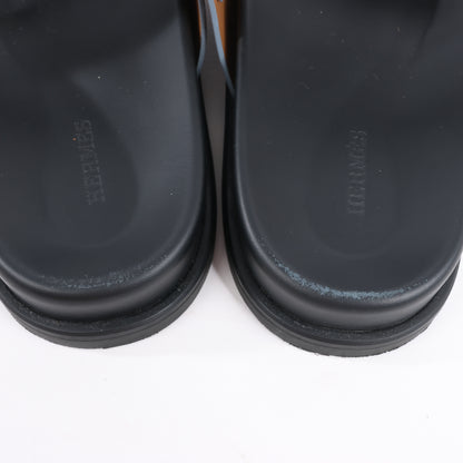 HERMES Cypre Ledersandalen mit braunem Klettverschluss, Größe 42 EU