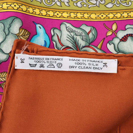 Hermès Carré 90 "QALAMDAN" 100% Silk Scarf in Orange