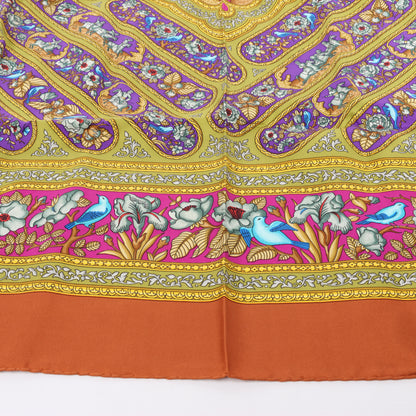 Hermès Carré 90 "QALAMDAN" 100% Silk Scarf in Orange