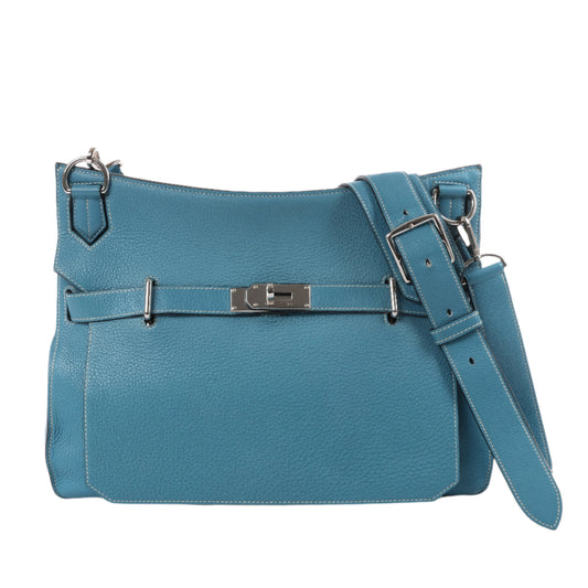 Hermès Jypsiere 37 Taurillon Clemence Blue Jean Silver Metal Fittings Shoulder bag □L: 2008