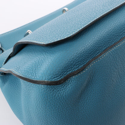 Hermès Jypsiere 37 Taurillon Clemence Blue Jean Silver Metal Fittings Shoulder bag □L: 2008
