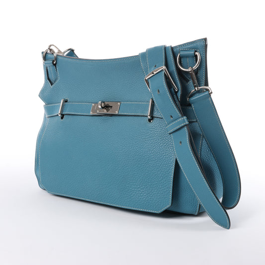 Hermès Jypsiere 37 Taurillon Clemence Blue Jean Silver Metal Fittings Shoulder bag □L: 2008
