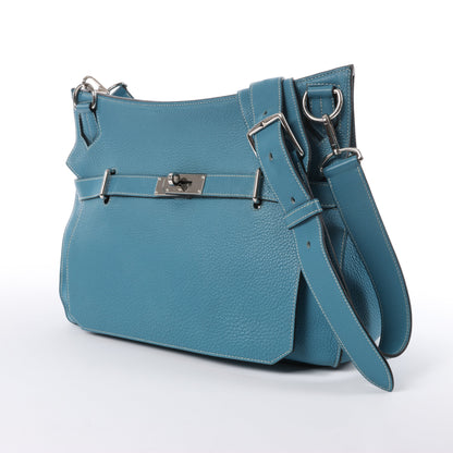 Hermès Jypsiere 37 Taurillon Clemence Blue Jean Silver Metal Fittings Shoulder bag □L: 2008