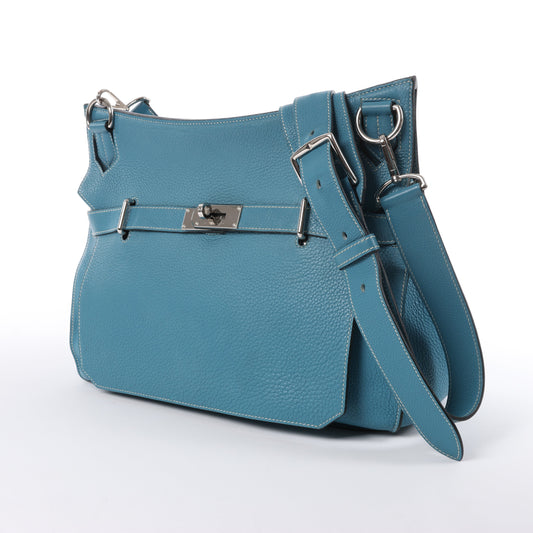 Hermès Jypsiere 37 Taurillon Clemence Blue Jean Silver Metal Fittings Shoulder bag □L: 2008