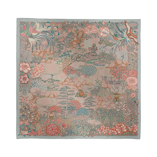 Hermès Carré 90 "Mille Feuilles de Soie" 100% Silk Scarf in Gray