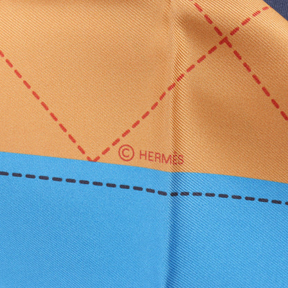 Hermès Carré 90 Double Face „Tapis de Selle“ Seidentaschentuch in Mehrfarbig