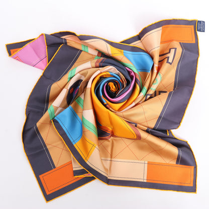 Hermès Carré 90 Double Face „Tapis de Selle“ Seidentaschentuch in Mehrfarbig