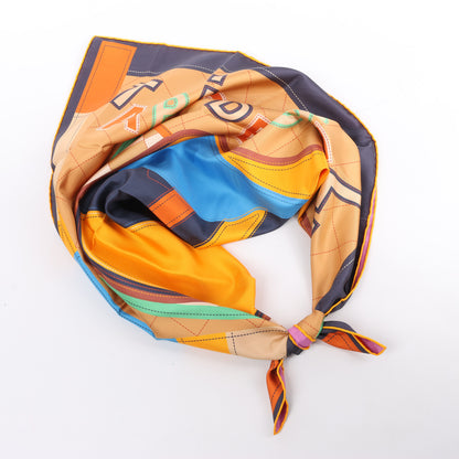 Hermès Carré 90 Double Face „Tapis de Selle“ Seidentaschentuch in Mehrfarbig