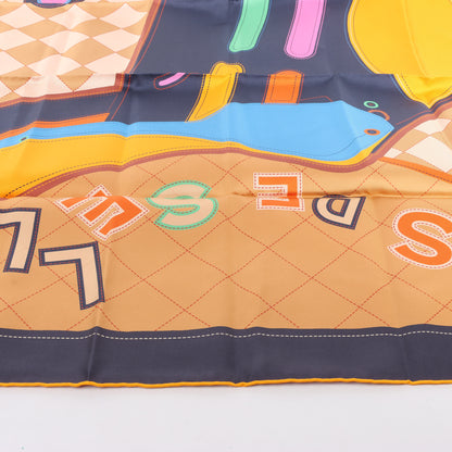 Hermès Carré 90 Double Face „Tapis de Selle“ Seidentaschentuch in Mehrfarbig