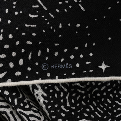 Hermès Carré 140 "CLAIR DE LUNE" 100% Silk Scarf in Black x White