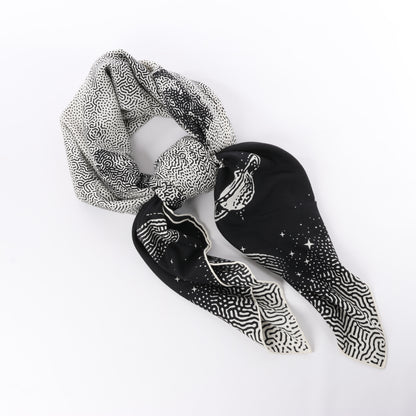 Hermès Carré 140 "CLAIR DE LUNE" 100% Silk Scarf in Black x White