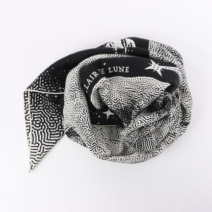 Hermès Carré 140 "CLAIR DE LUNE" 100% Silk Scarf in Black x White
