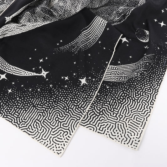 Hermès Carré 140 "CLAIR DE LUNE" 100% Silk Scarf in Black x White