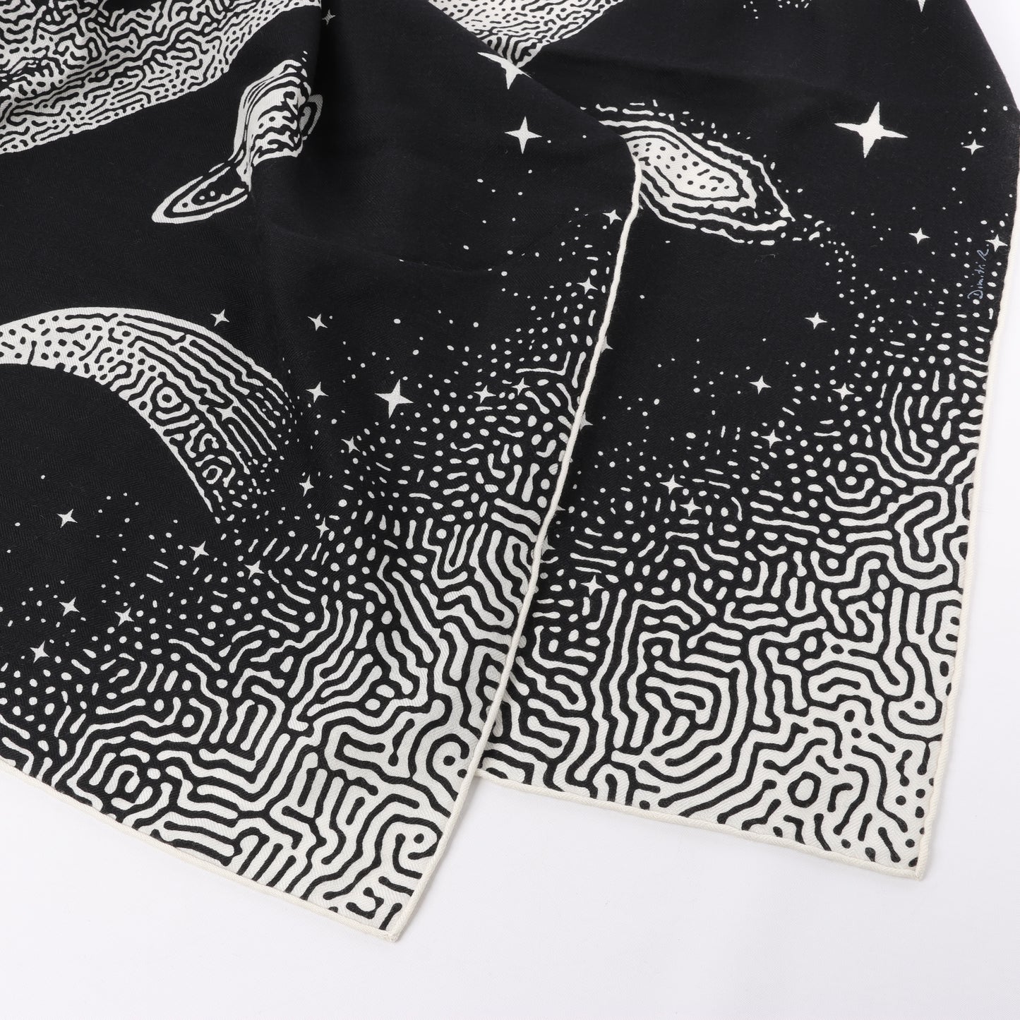 Hermès Carré 140 "CLAIR DE LUNE" 100% Silk Scarf in Black x White