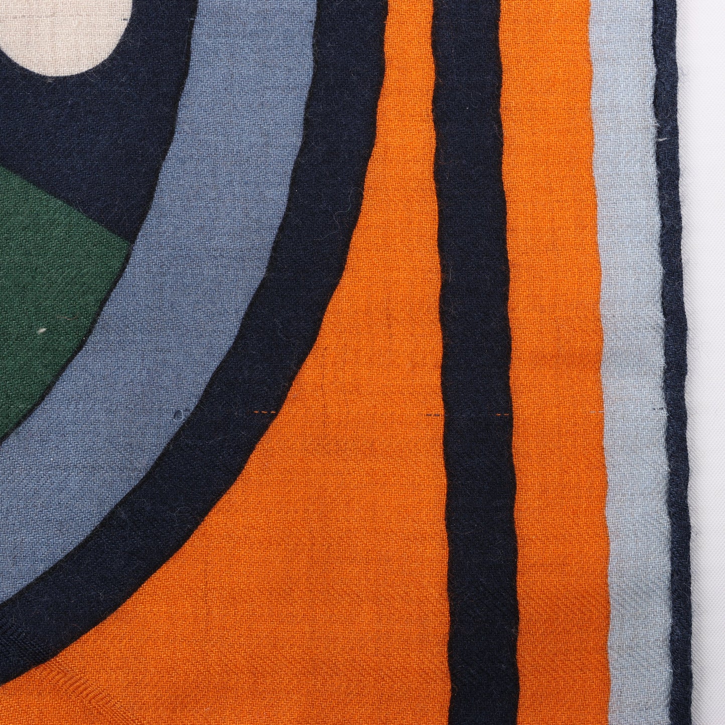 Hermès Carré 100 „ROBOCABAR“ Kaschmir- und Seidenschal in Blau x Orange