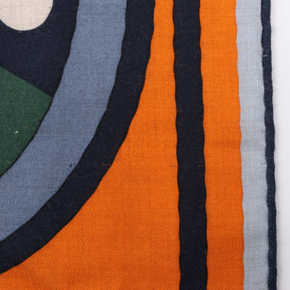 Hermès Carré 100 „ROBOCABAR“ Kaschmir- und Seidenschal in Blau x Orange