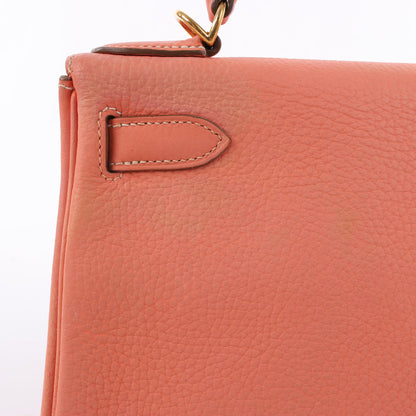 HERMÈS Kelly 28 Taurillon Clemence Pink Gold Metal Fittings Handbag □Q:2013