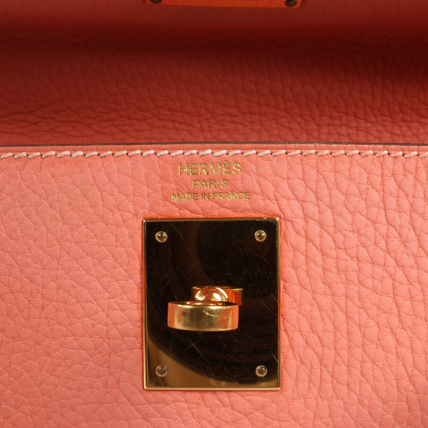 HERMÈS Kelly 28 Taurillon Clemence Pink Gold Metal Fittings Handbag □Q:2013