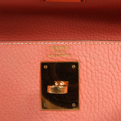 HERMÈS Kelly 28 Taurillon Clemence Pink Gold Metal Fittings Handbag □Q:2013