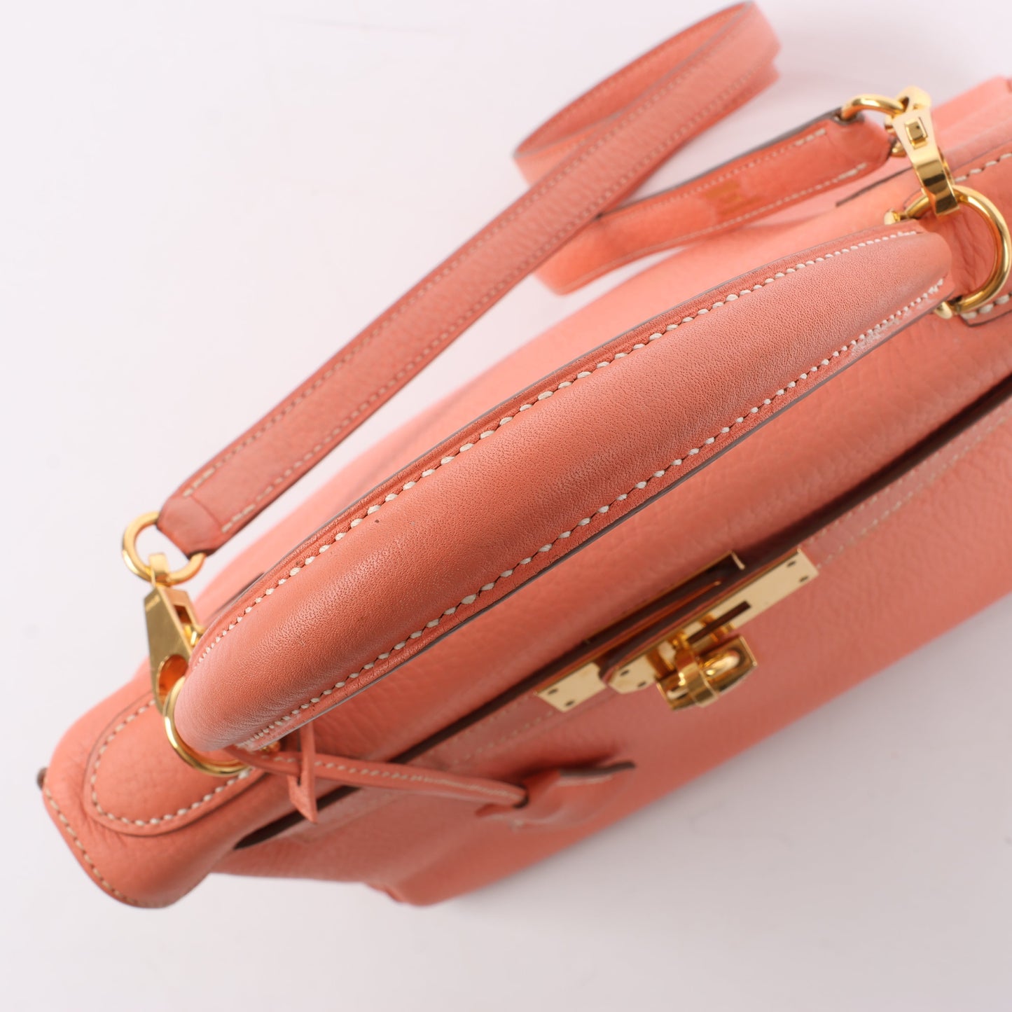 HERMÈS Kelly 28 Taurillon Clemence Pink Gold Metal Fittings Handbag □Q:2013