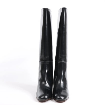 Hermes New Jersey Leather Long Boots in Black, Size 38 EU