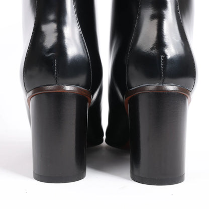 Hermes New Jersey Leather Long Boots in Black, Size 38 EU