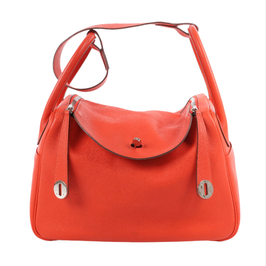 Hermes Lindy 30 Veau Swift Rouge Tomate Silber Metallbeschläge 2Way Handtasche X: 2016