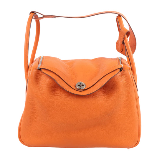 Hermes Lindy 34 Taurillon Clemence Orange Silver Metal Fittings Handbag □P:2012