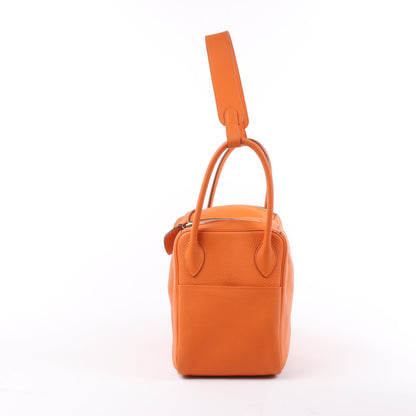 Hermes Lindy 34 Taurillon Clemence Orange Silver Metal Fittings Handbag □P:2012