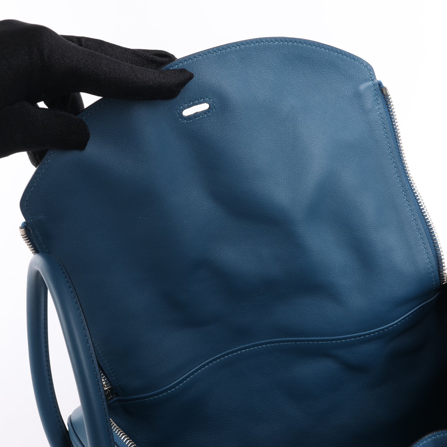 Hermes Lindy 34 Veau Swift Blue de galice Silberne Metallbeschläge 2-Wege-Handtasche □R: 2014