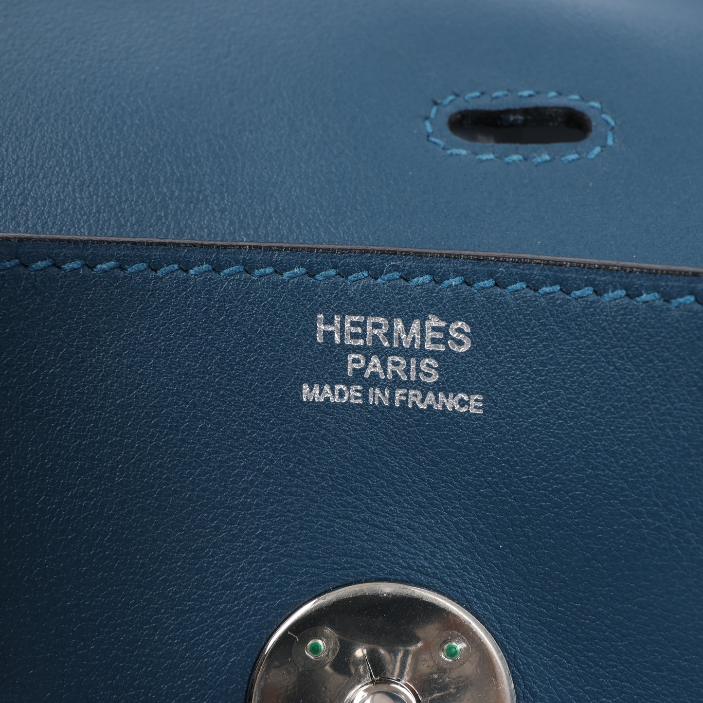 Hermes Lindy 34 Veau Swift Blue de galice Silberne Metallbeschläge 2-Wege-Handtasche □R: 2014