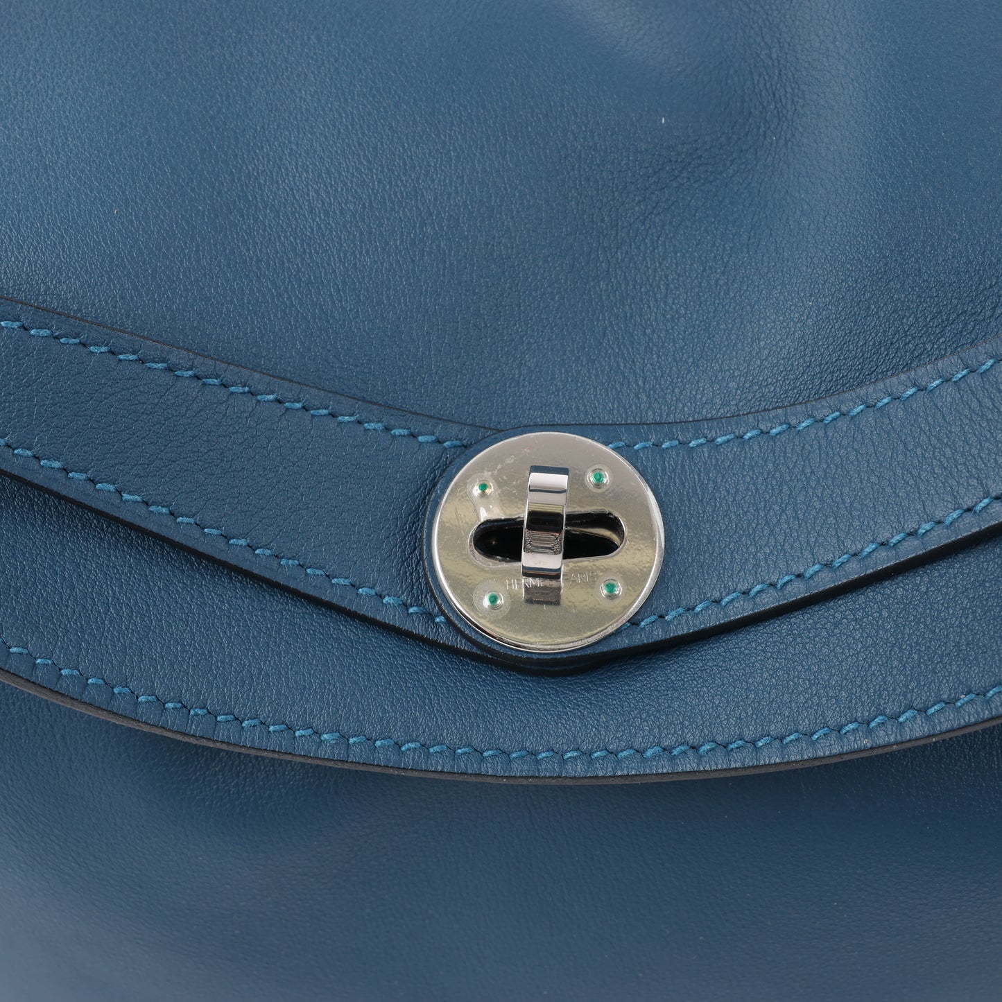 Hermes Lindy 34 Veau Swift Blue de galice Silberne Metallbeschläge 2-Wege-Handtasche □R: 2014