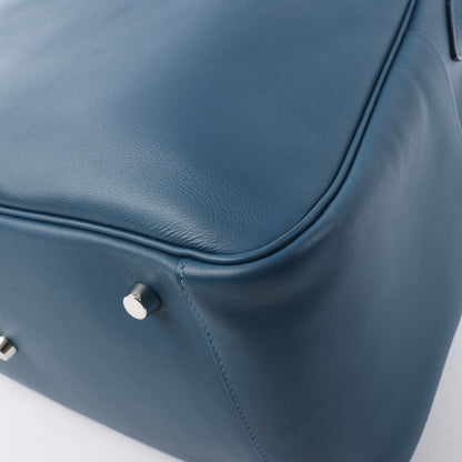 Hermes Lindy 34 Veau Swift Blue de galice Silberne Metallbeschläge 2-Wege-Handtasche □R: 2014