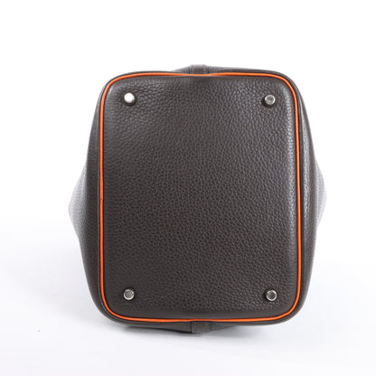 HERMES Picotan 22 MM Eclat Taurillon Clemence Chocolate x orange Silver Metal Fittings □I: 2005