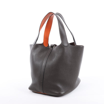 HERMES Picotan 22 MM Eclat Taurillon Clemence Chocolate x orange Silver Metal Fittings □I: 2005