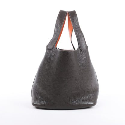 HERMES Picotan 22 MM Eclat Taurillon Clemence Chocolate x orange Silver Metal Fittings □I: 2005