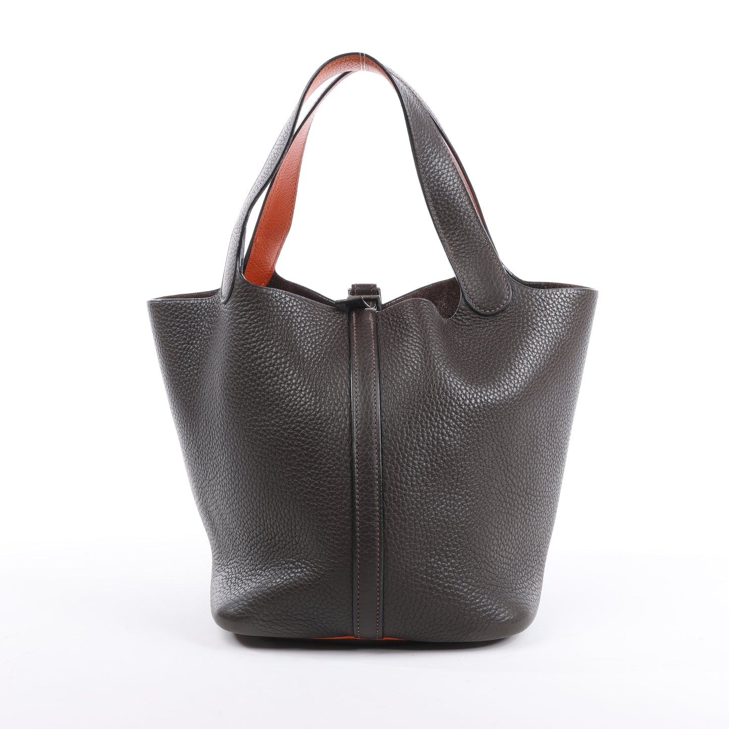 HERMES Picotan 22 MM Eclat Taurillon Clemence Chocolate x orange Silver Metal Fittings □I: 2005